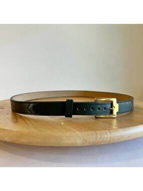 USA Green Top Grain Cowhide Genuine Leather Golden Buckle Belt Size 34 / Small